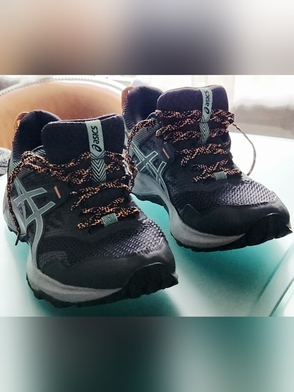 ASICS Women's Black and Orange Running Shoes *Like New*